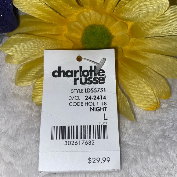 NWT- Charlotte Russe Indigo/Silver One-Shoulder Long Sleeved Dress Size Large - Picture 8 of 8